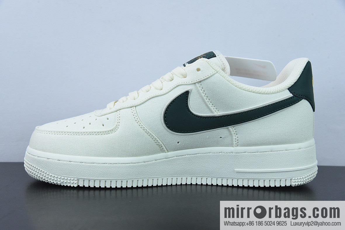 Nk Air Force 1 Low 07 canvas beige dark green gold mini double hook, Air Force One low-top board shoes Official item number: MN5696-309