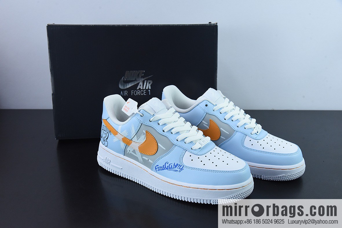 Nike Air Force 1 '07 white and blue two-dimensional graffiti, Air Force One low-top versatile leisure sports shoes, item number: CW2288-669