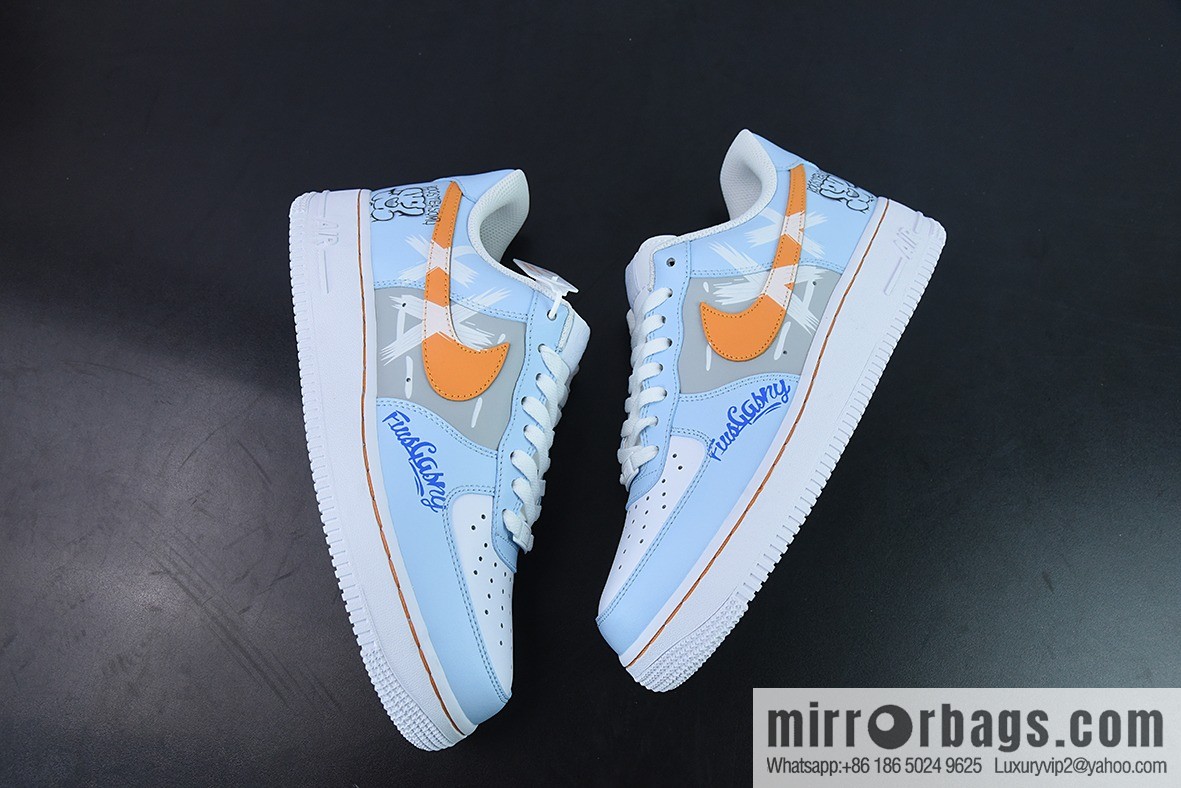 Nike Air Force 1 '07 white and blue two-dimensional graffiti, Air Force One low-top versatile leisure sports shoes, item number: CW2288-669