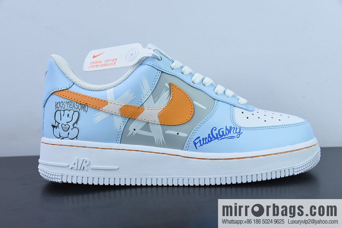 Nike Air Force 1 '07 white and blue two-dimensional graffiti, Air Force One low-top versatile leisure sports shoes, item number: CW2288-669