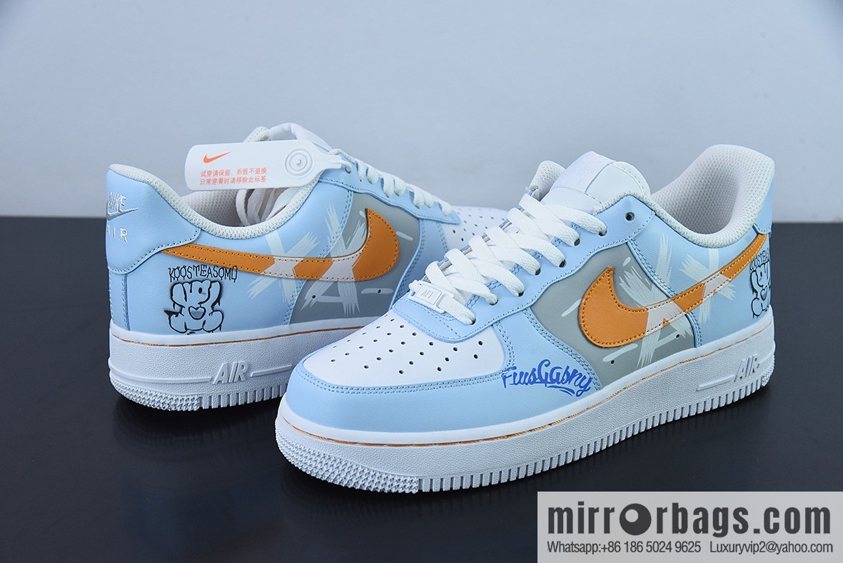 Nike Air Force 1 '07 white and blue two-dimensional graffiti, Air Force One low-top versatile leisure sports shoes, item number: CW2288-669