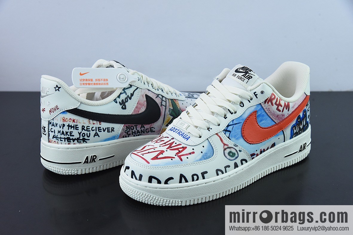 VLONE x Nike Air Force 1 joint graffiti, Air Force No. 1 low-top casual board shoes tide brand joint super limited edition EDC Edison Chen: GT6969-198