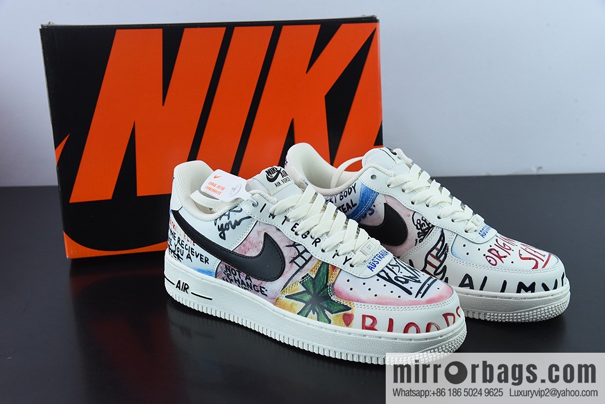 VLONE x Nike Air Force 1 joint graffiti, Air Force No. 1 low-top casual board shoes tide brand joint super limited edition EDC Edison Chen: GT6969-198
