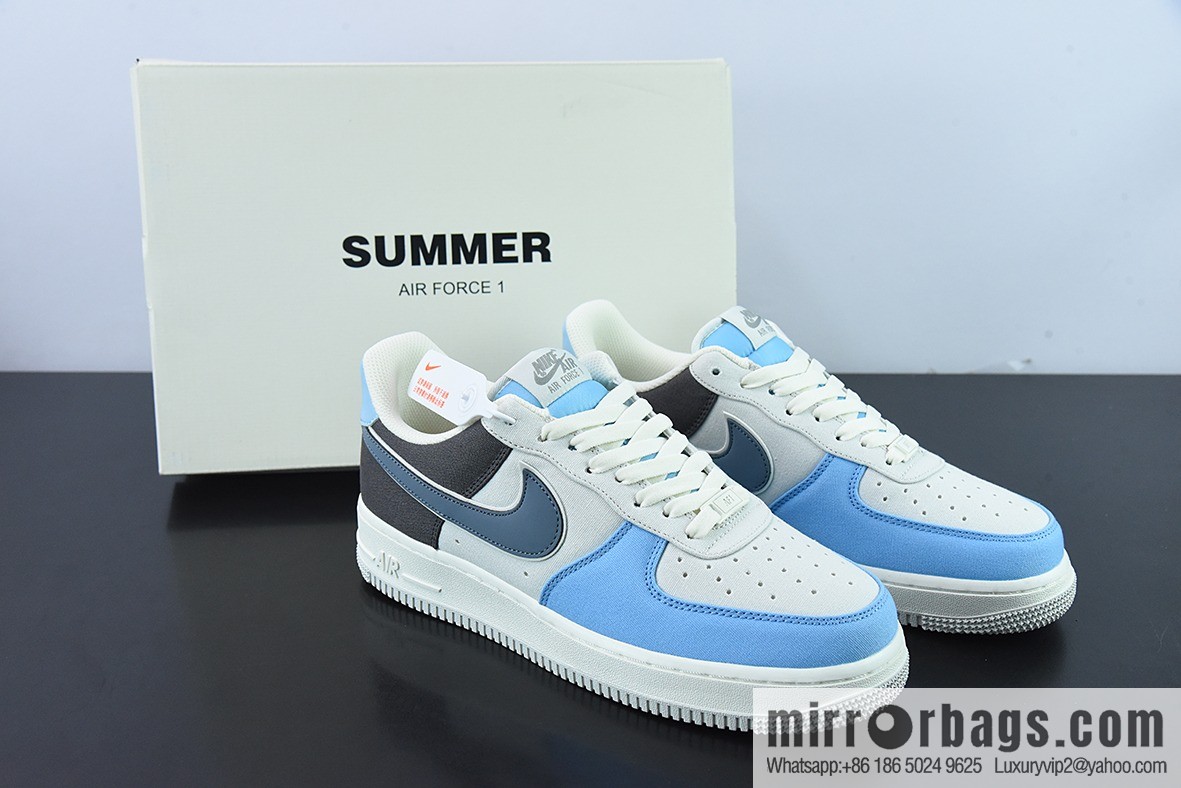 NK Air Force 1 '07 light blue cloth surface Air Force No. 1 low-top casual board shoes, item number: DG2296-024