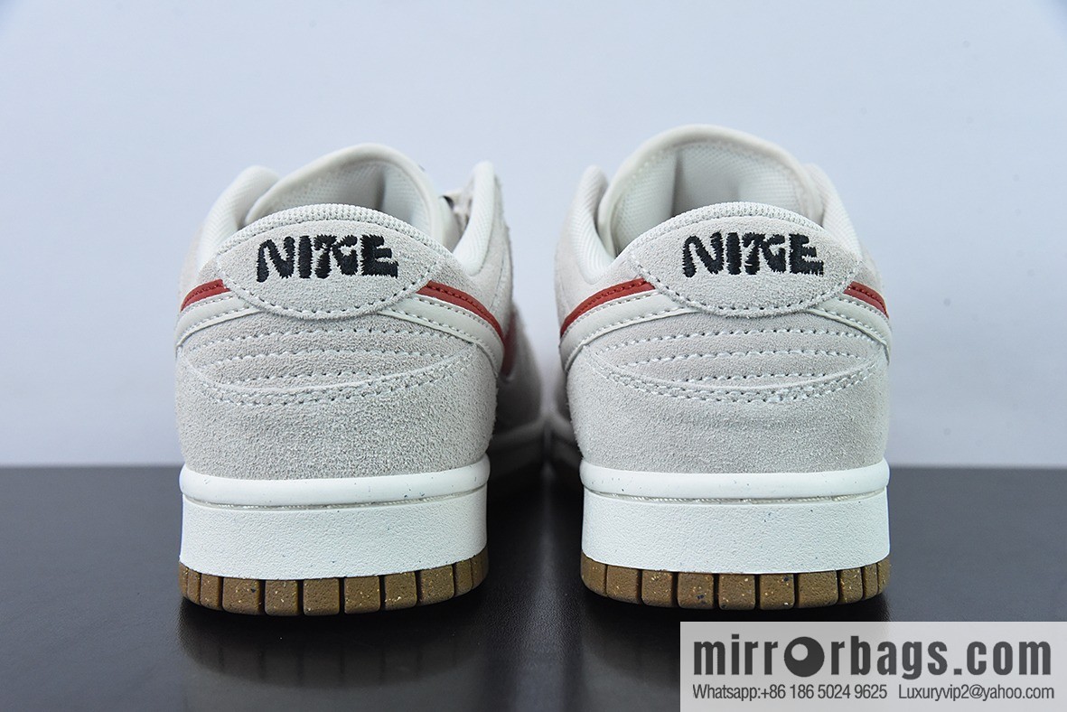 Nike SB Dunk Low gray-white-red, double-layer Swoosh low-top casual sneakers SKU: DO9457-100
