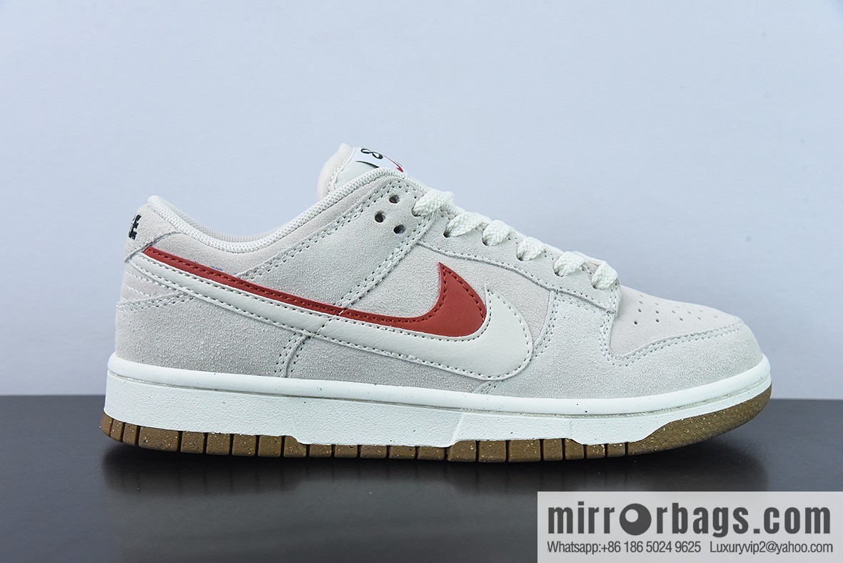 Nike SB Dunk Low gray-white-red, double-layer Swoosh low-top casual sneakers SKU: DO9457-100