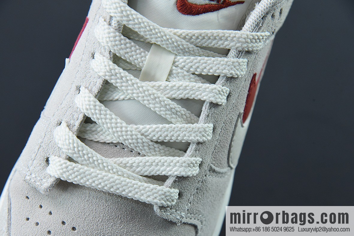 Nike SB Dunk Low gray-white-red, double-layer Swoosh low-top casual sneakers SKU: DO9457-100