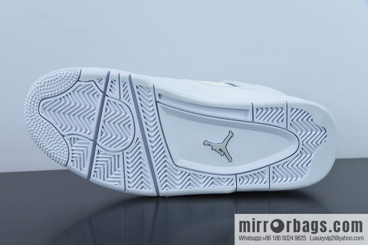 Air Jordan 4 Pure Money AJ4 Joe 4 Silver, Pure White, White Cat Low Top Casual Board Shoes 308497-100