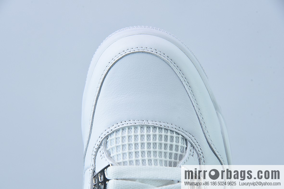 Air Jordan 4 Pure Money AJ4 Joe 4 Silver, Pure White, White Cat Low Top Casual Board Shoes 308497-100