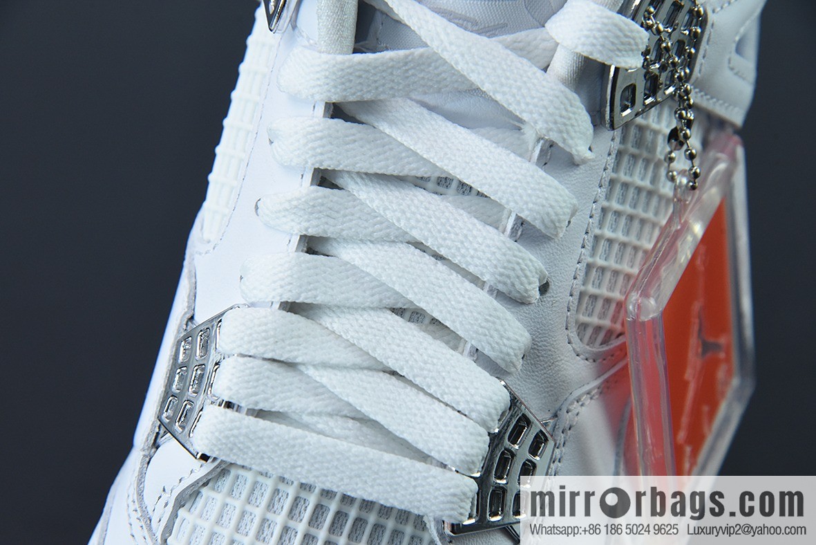 Air Jordan 4 Pure Money AJ4 Joe 4 Silver, Pure White, White Cat Low Top Casual Board Shoes 308497-100