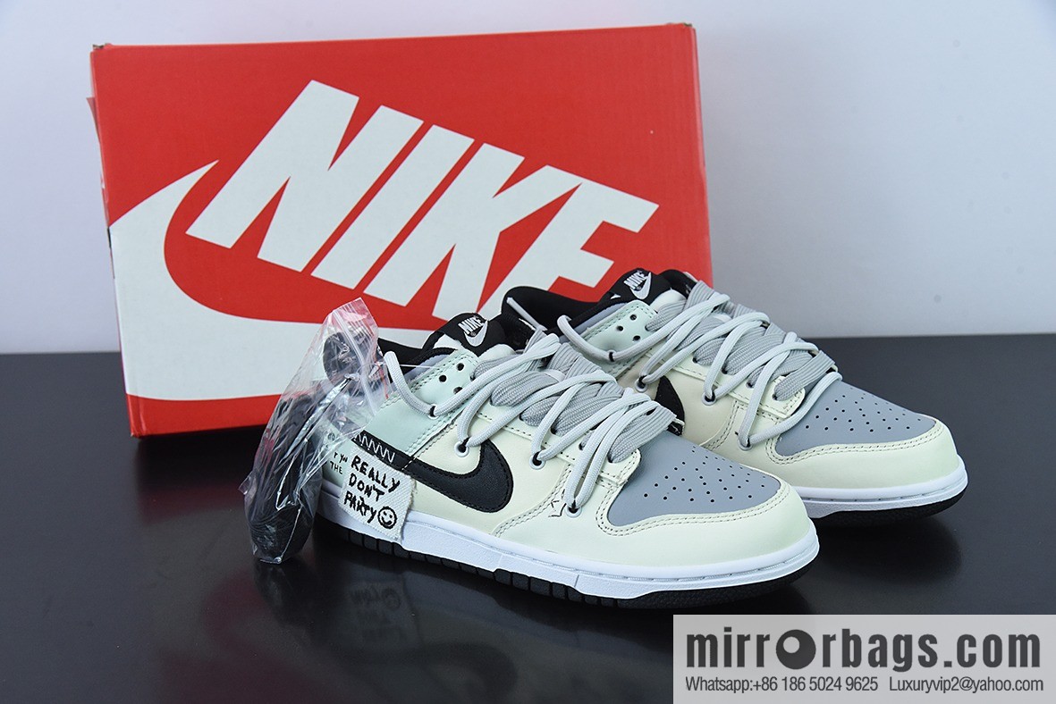 NK Dunk Low Retro deconstruction custom color scheme beige gray black smiley face low-top casual board shoes, item number: DD1391-100