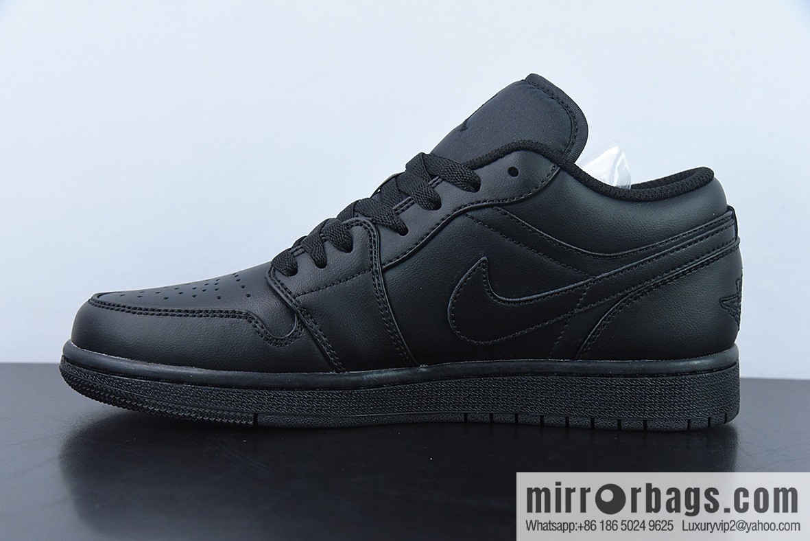 Air Jordan AJ1 Low Top Series, Pure Black, Item Number: 553558-093