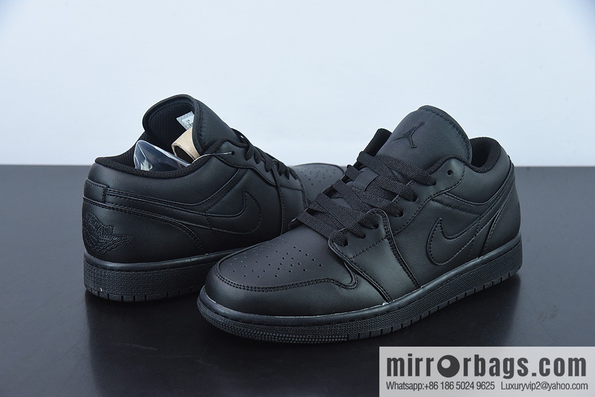 Air Jordan AJ1 Low Top Series, Pure Black, Item Number: 553558-093