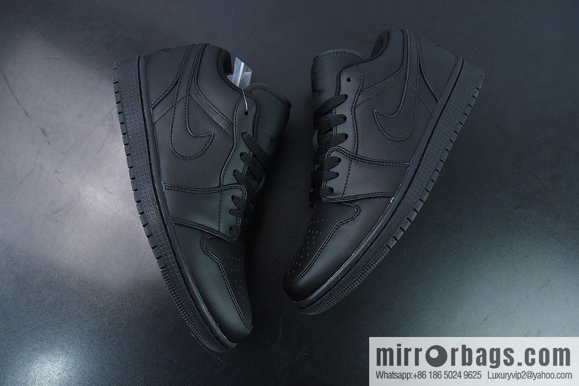 Air Jordan AJ1 Low Top Series, Pure Black, Item Number: 553558-093