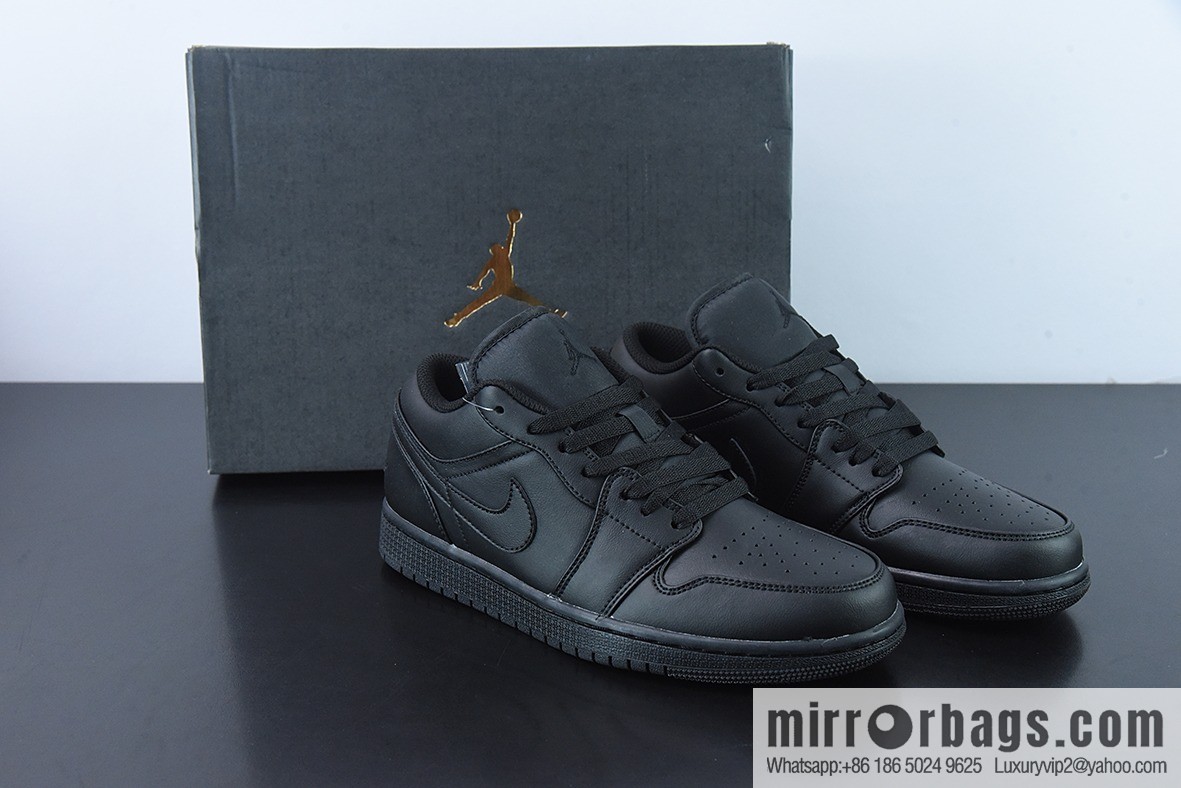 Air Jordan AJ1 Low Top Series, Pure Black, Item Number: 553558-093