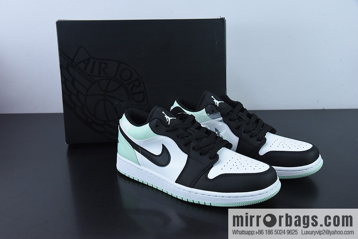 Air Jordan AJ1 Low Top AJ1 White, Black and Green Tiffany & Co. Pure Original Male Size, Item Number: DM1199-100