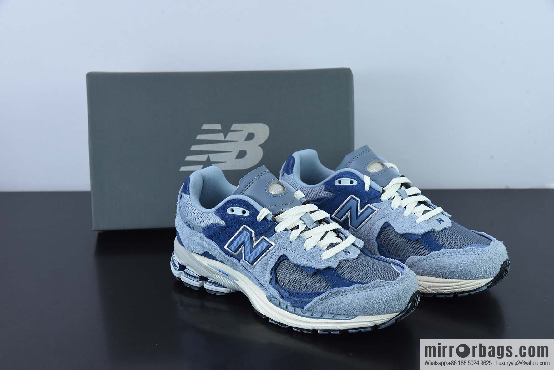 New Balance Patchwork Vintage Casual Running Shoes Men and Women Long Blue and White Blue M2002RDI Blue and White Blue