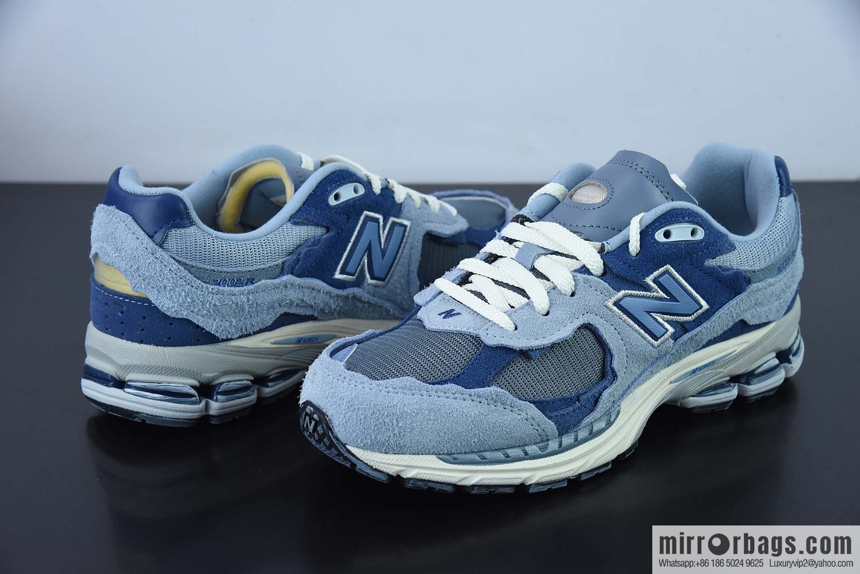 New Balance Patchwork Vintage Casual Running Shoes Men and Women Long Blue and White Blue M2002RDI Blue and White Blue