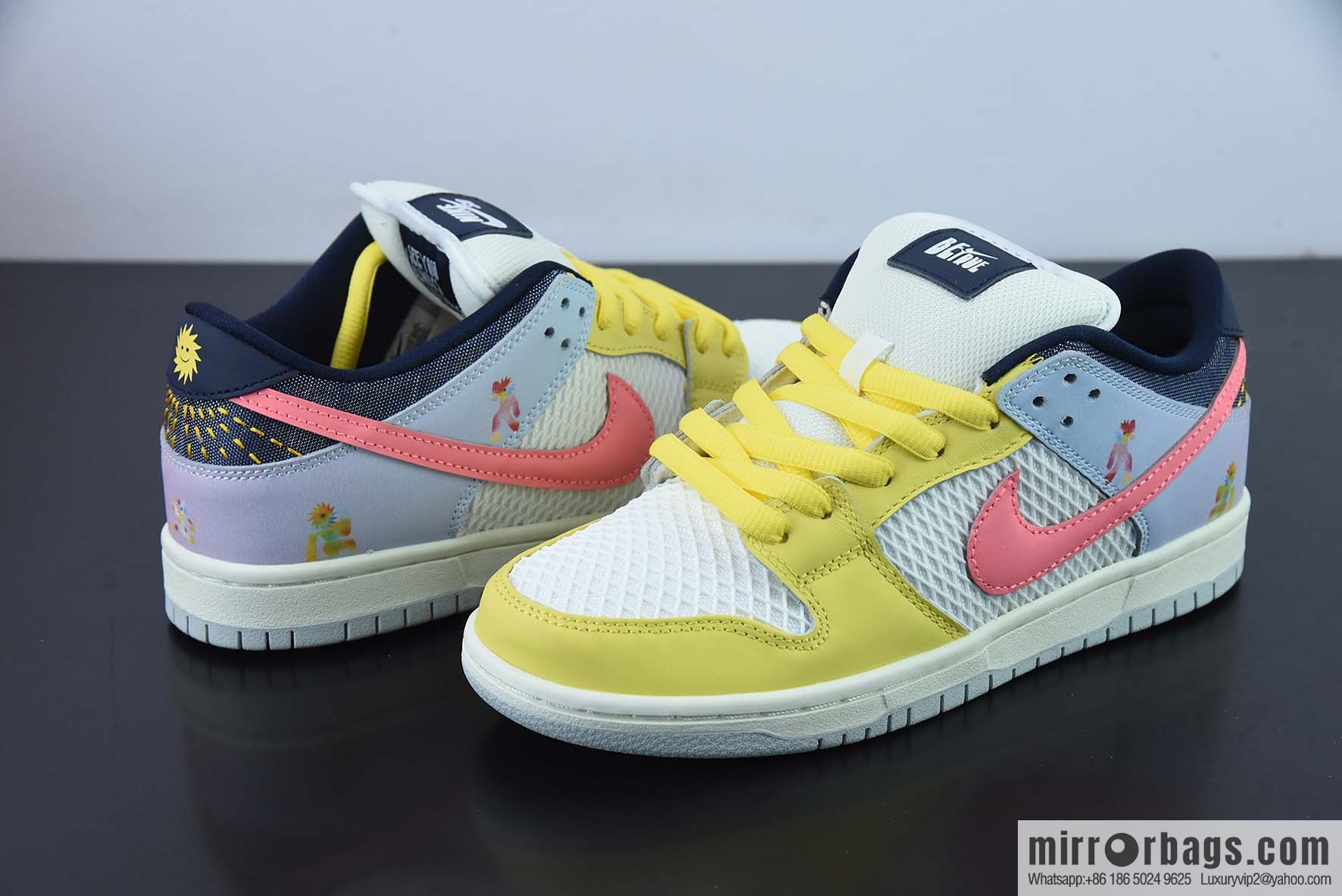 Nike Dunk Low SB low-top skate shoes/yellow and white, white, yellow and pink and blue, color matching, easter eggs, item number: DX5933-900