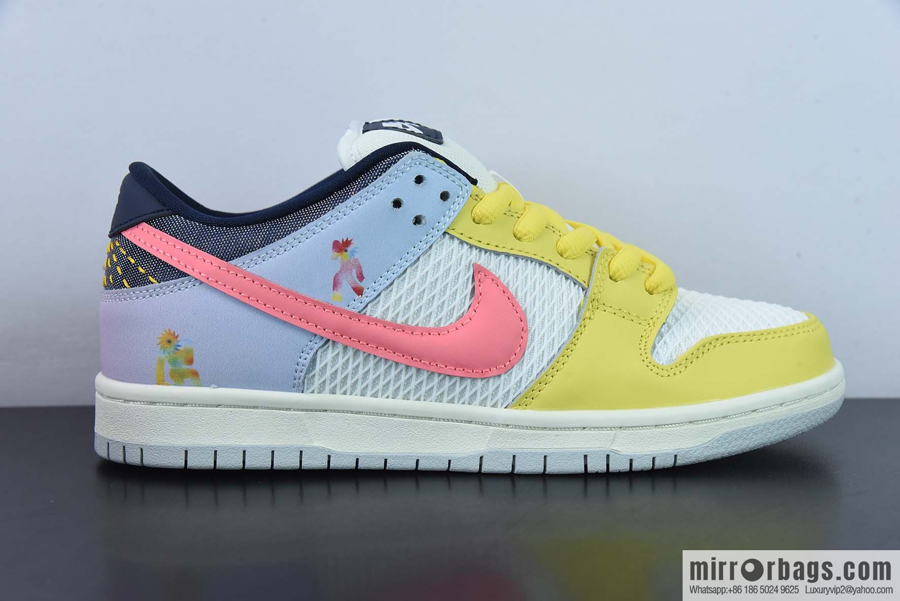 Nike Dunk Low SB low-top skate shoes/yellow and white, white, yellow and pink and blue, color matching, easter eggs, item number: DX5933-900