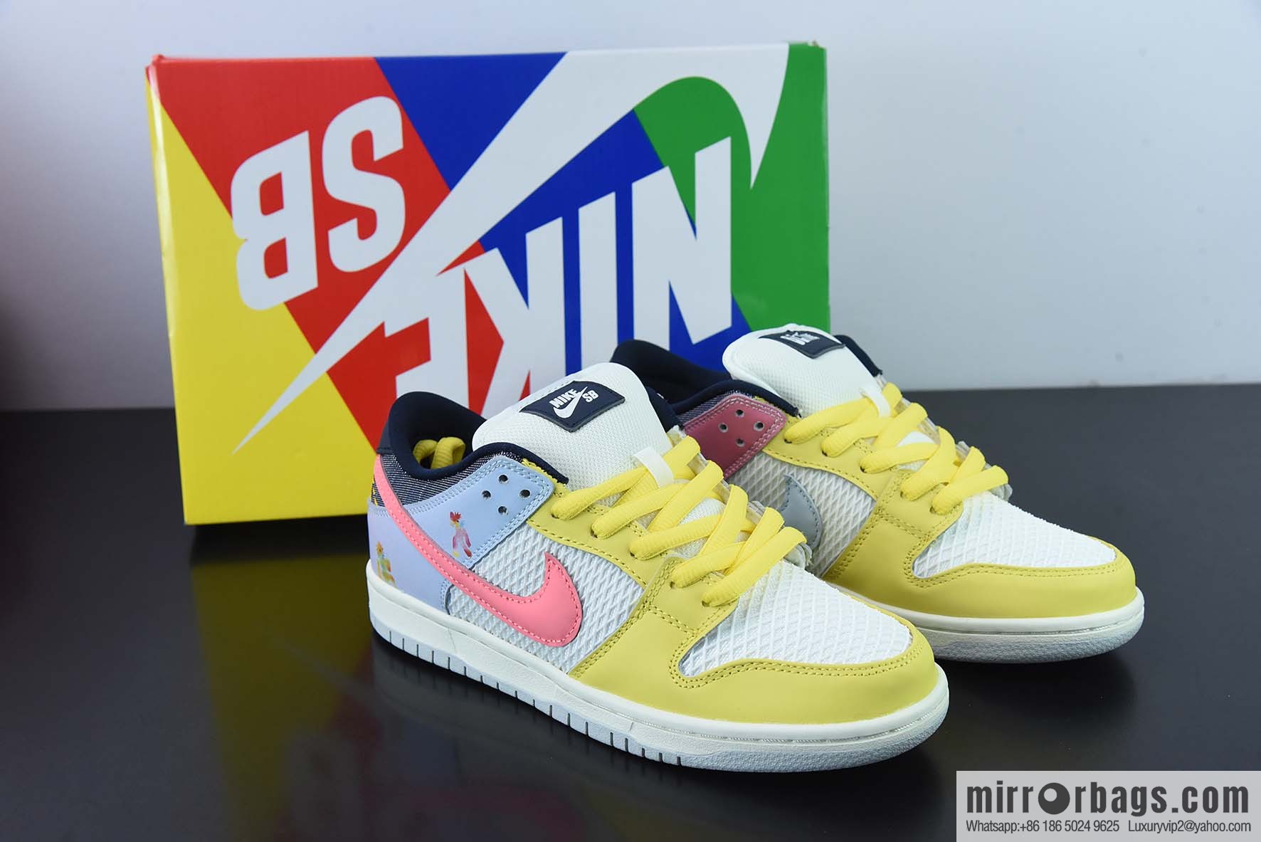 Nike Dunk Low SB low-top skate shoes/yellow and white, white, yellow and pink and blue, color matching, easter eggs, item number: DX5933-900