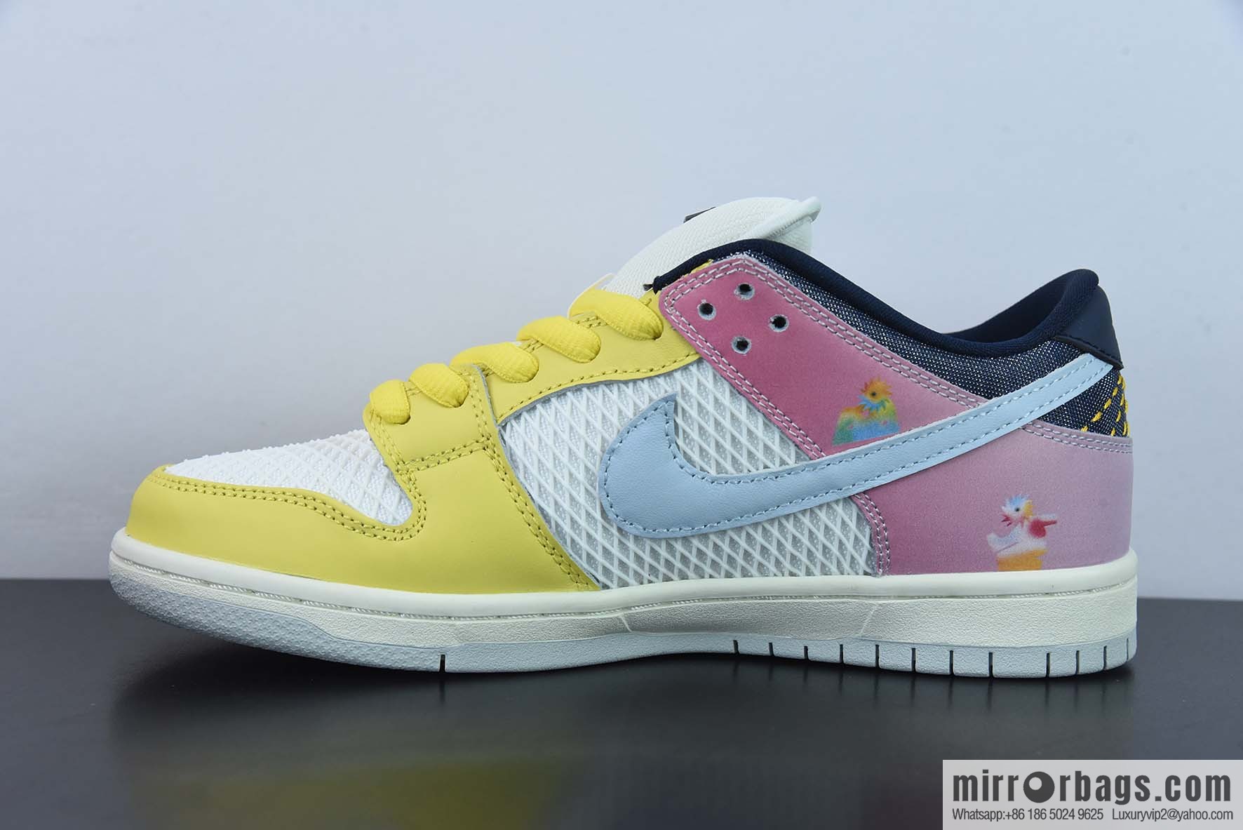 Nike Dunk Low SB low-top skate shoes/yellow and white, white, yellow and pink and blue, color matching, easter eggs, item number: DX5933-900