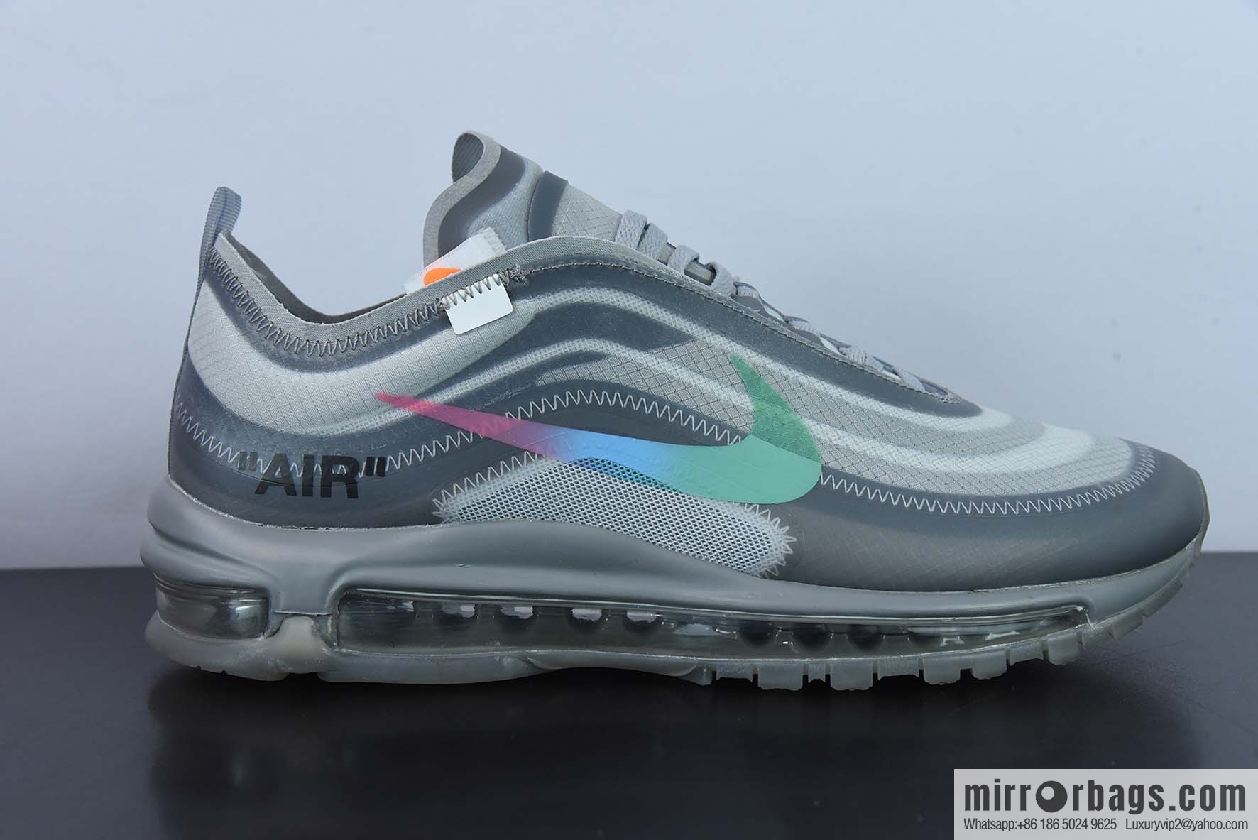 OWF Pure Original OFF-WHITE x Nike Air Max 97 Menta Rainbow Hook Men's sneakers AJ4585-101
