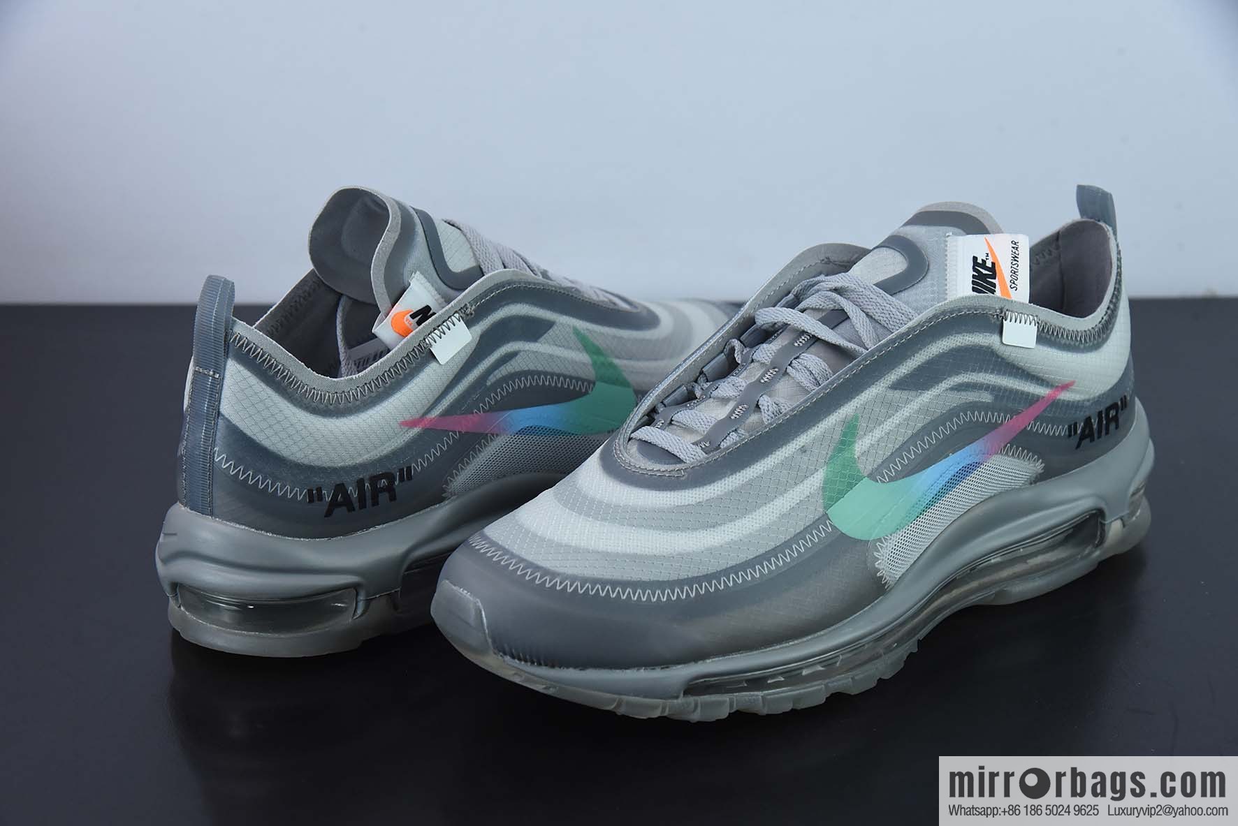 OWF Pure Original OFF-WHITE x Nike Air Max 97 Menta Rainbow Hook Men's sneakers AJ4585-101