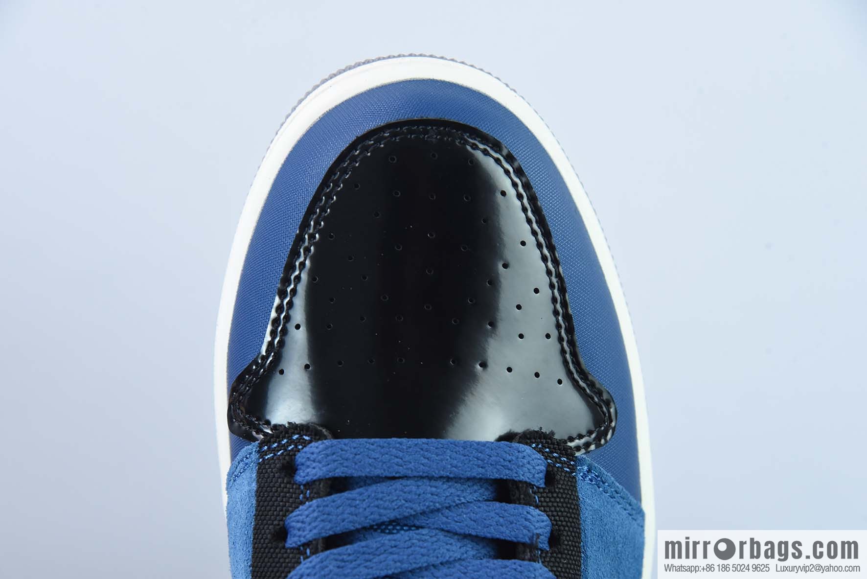 Air Jordan 1 Low patent leather black and blue low-top casual board shoes, item number: DR8867 400