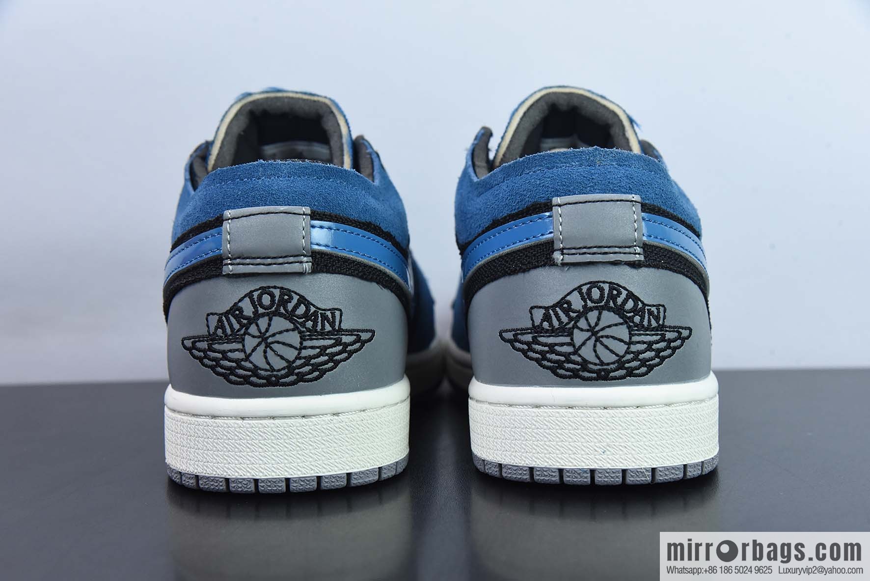 Air Jordan 1 Low patent leather black and blue low-top casual board shoes, item number: DR8867 400