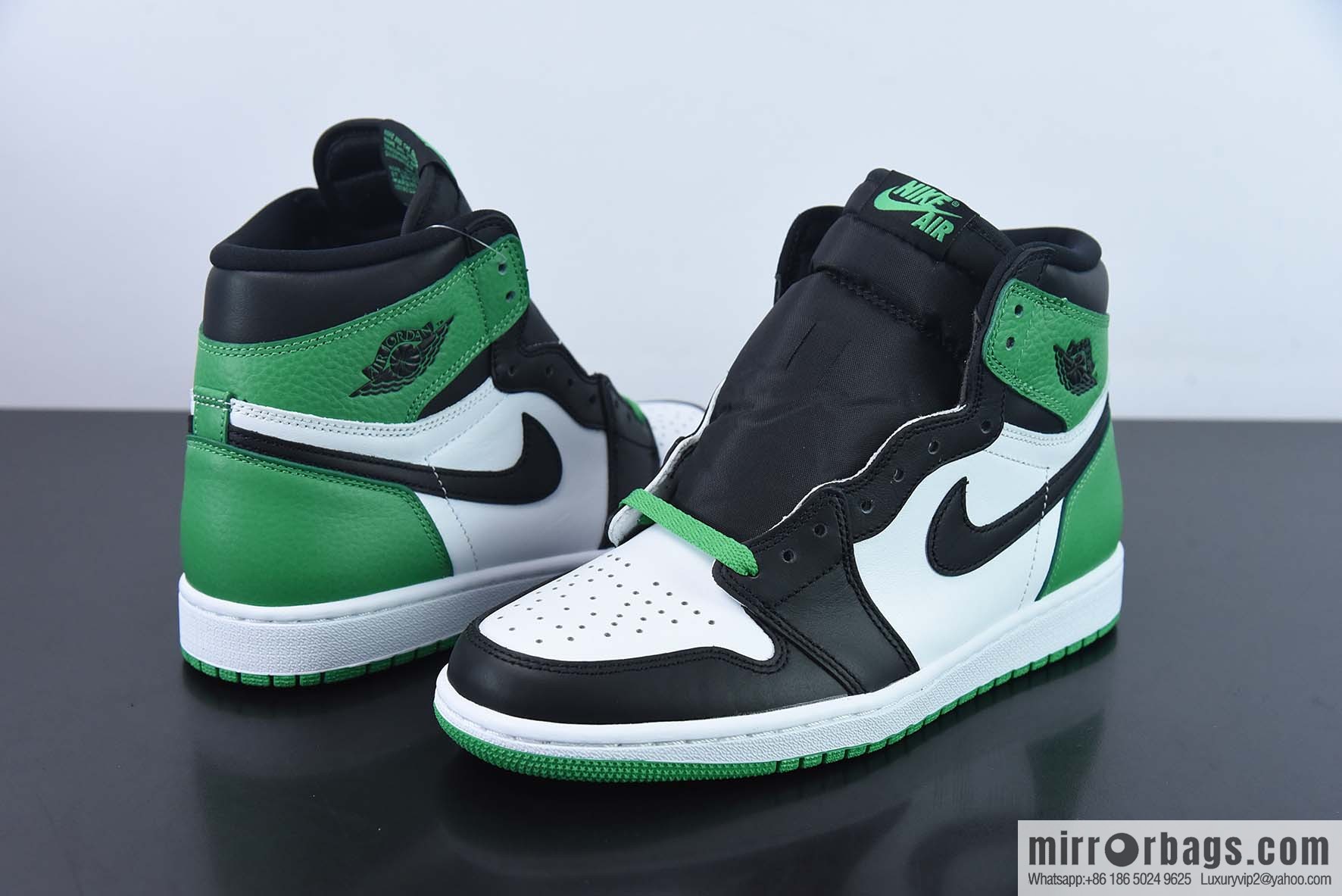 Air Jordan 1 High OG Lucky Green Black and Green Toe Vintage High Top Basketball Shoes, White and Green Black Item number: DZ5485-031