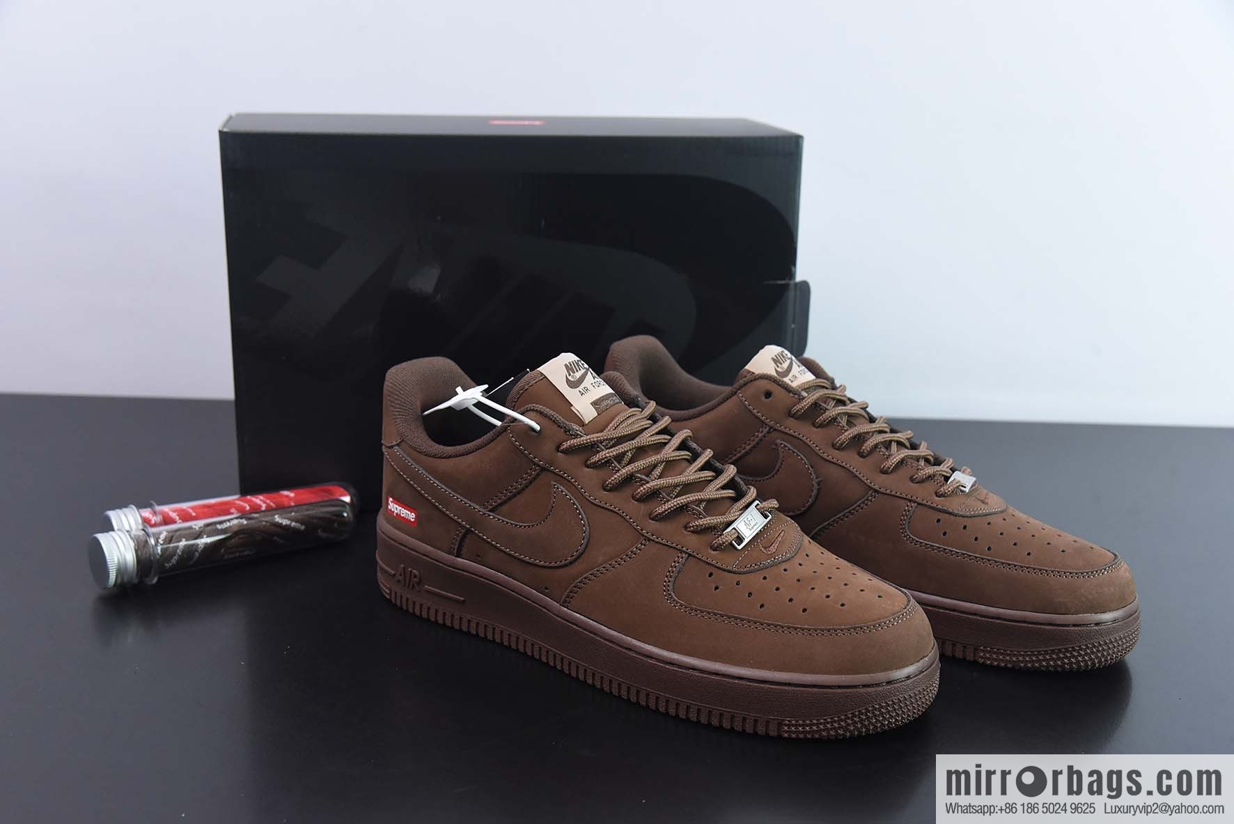 Nk Air Force 1 Low x Supreme dark brown mocha SUP joint name, Air Force One low-top casual board shoes, item number: CU9225-200