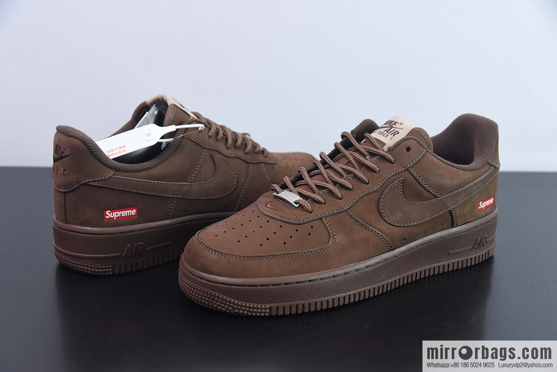 Nk Air Force 1 Low x Supreme dark brown mocha SUP joint name, Air Force One low-top casual board shoes, item number: CU9225-200
