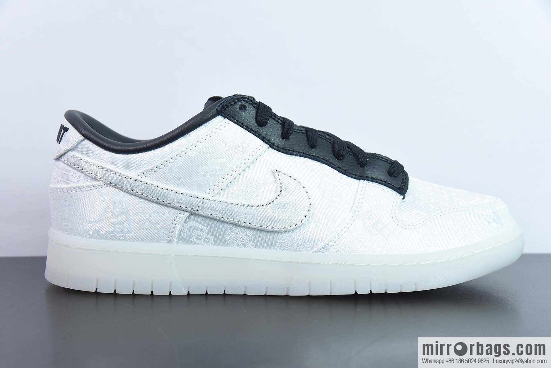 NK Dunk Low Hiroshi Fujiwara three-way joint white silk low-top sneakers item number: FN0315-110