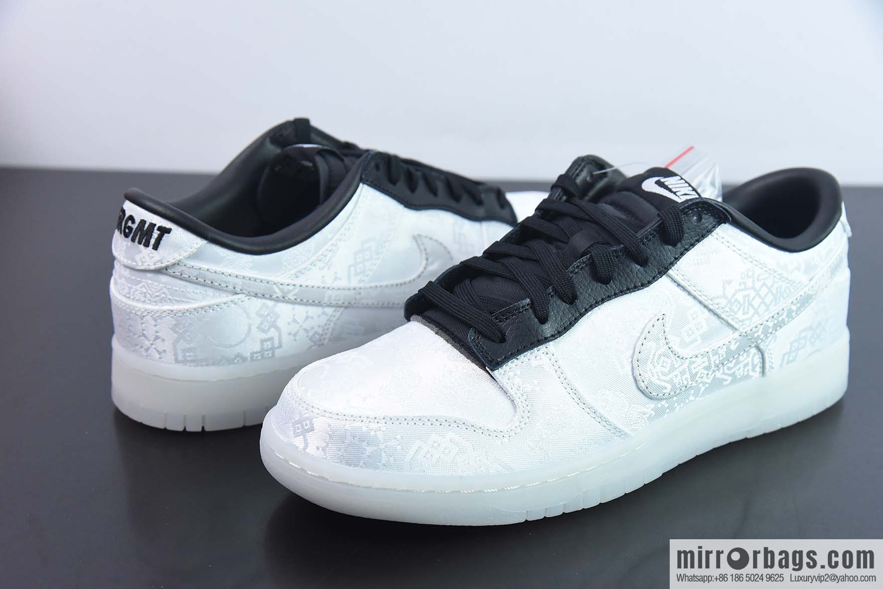 NK Dunk Low Hiroshi Fujiwara three-way joint white silk low-top sneakers item number: FN0315-110
