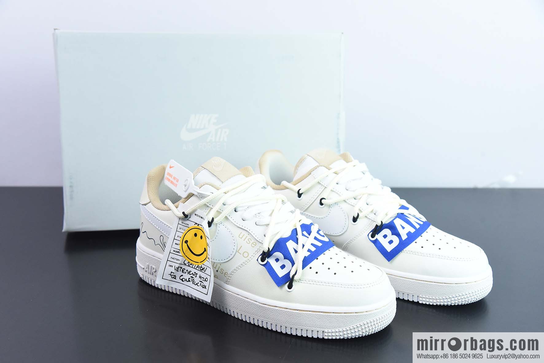 Nike Air Force 1 AF1 Air Force One/low-top, beige, smiley face, item number: CW2288-111