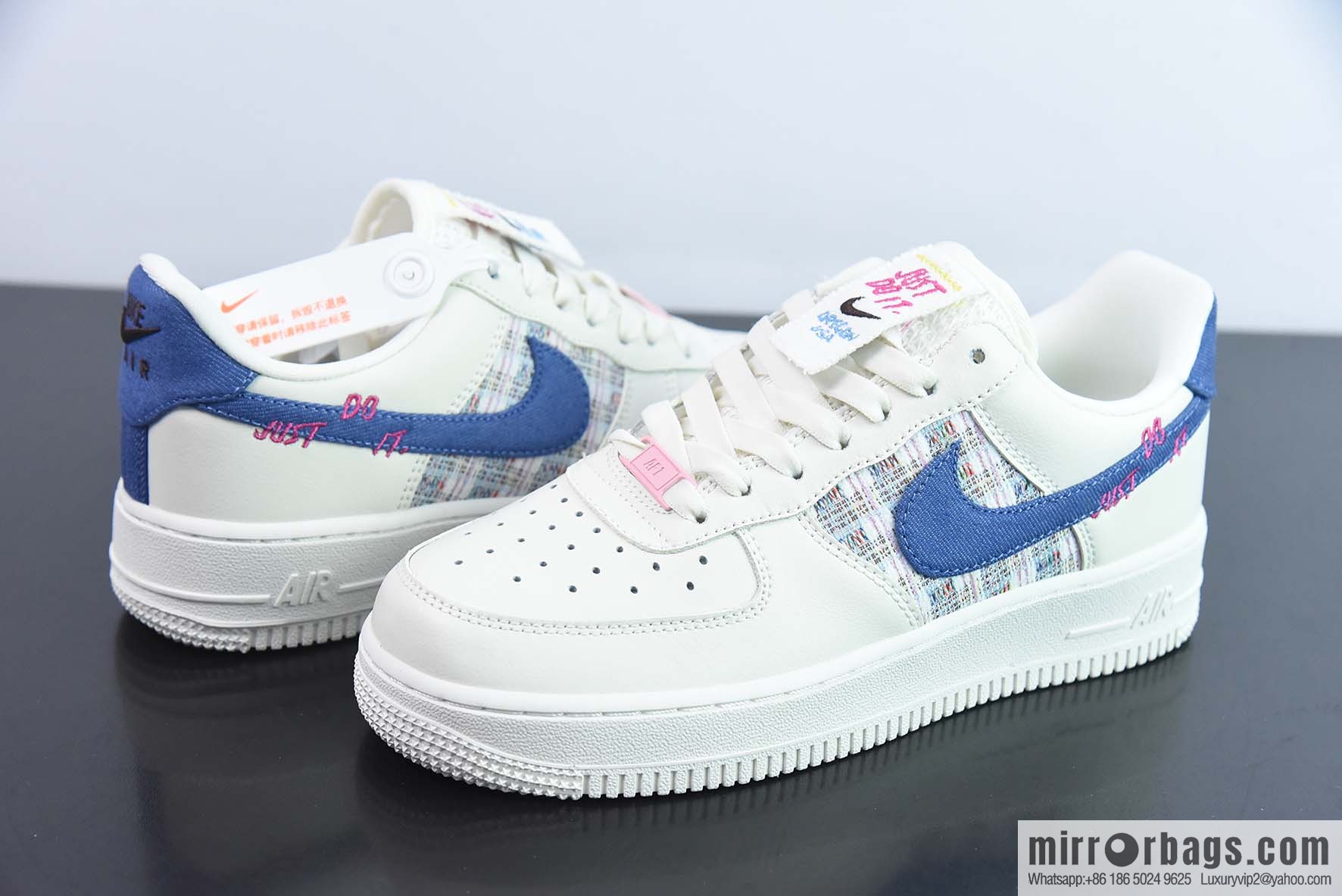 Air Force 1 Low Air Force One low-top versatile casual sports shoes, letter hook, white and blue canvas hook, item number: FJ7740 141