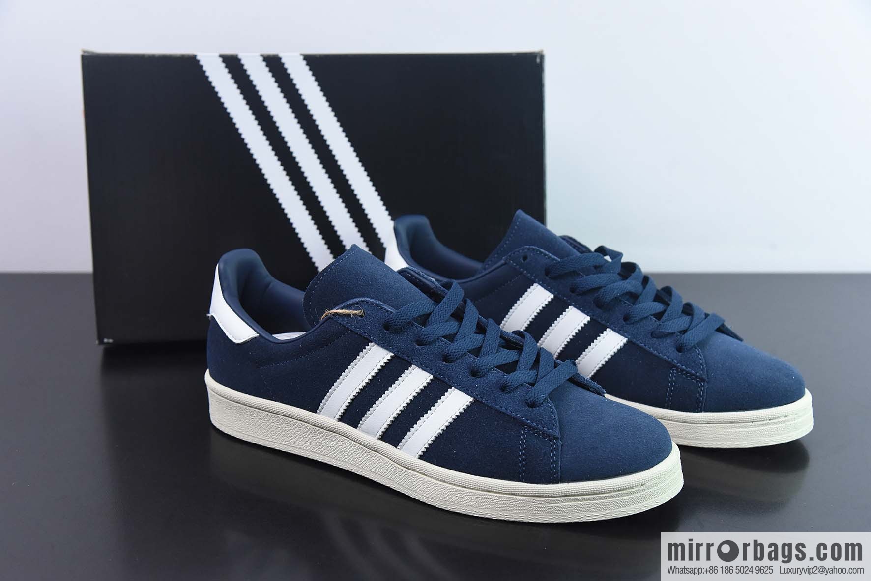 AD Originals Campus 80S Academy Series Classic Vintage Low Top Versatile Casual Sports Board Shoes, Navy Blue, Item Number: GX9405