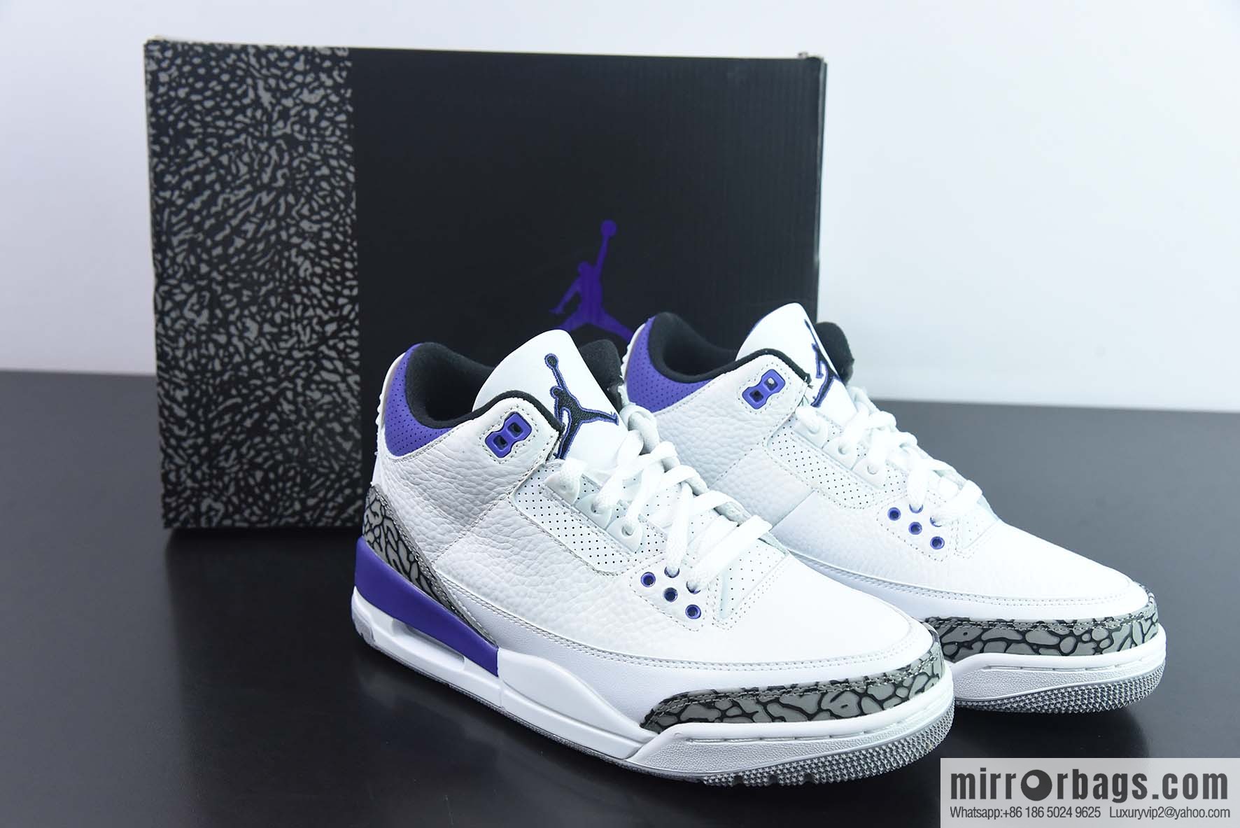 Air Jordan AJ3 Retro White Purple Sneakers Part Number: CT8532-105