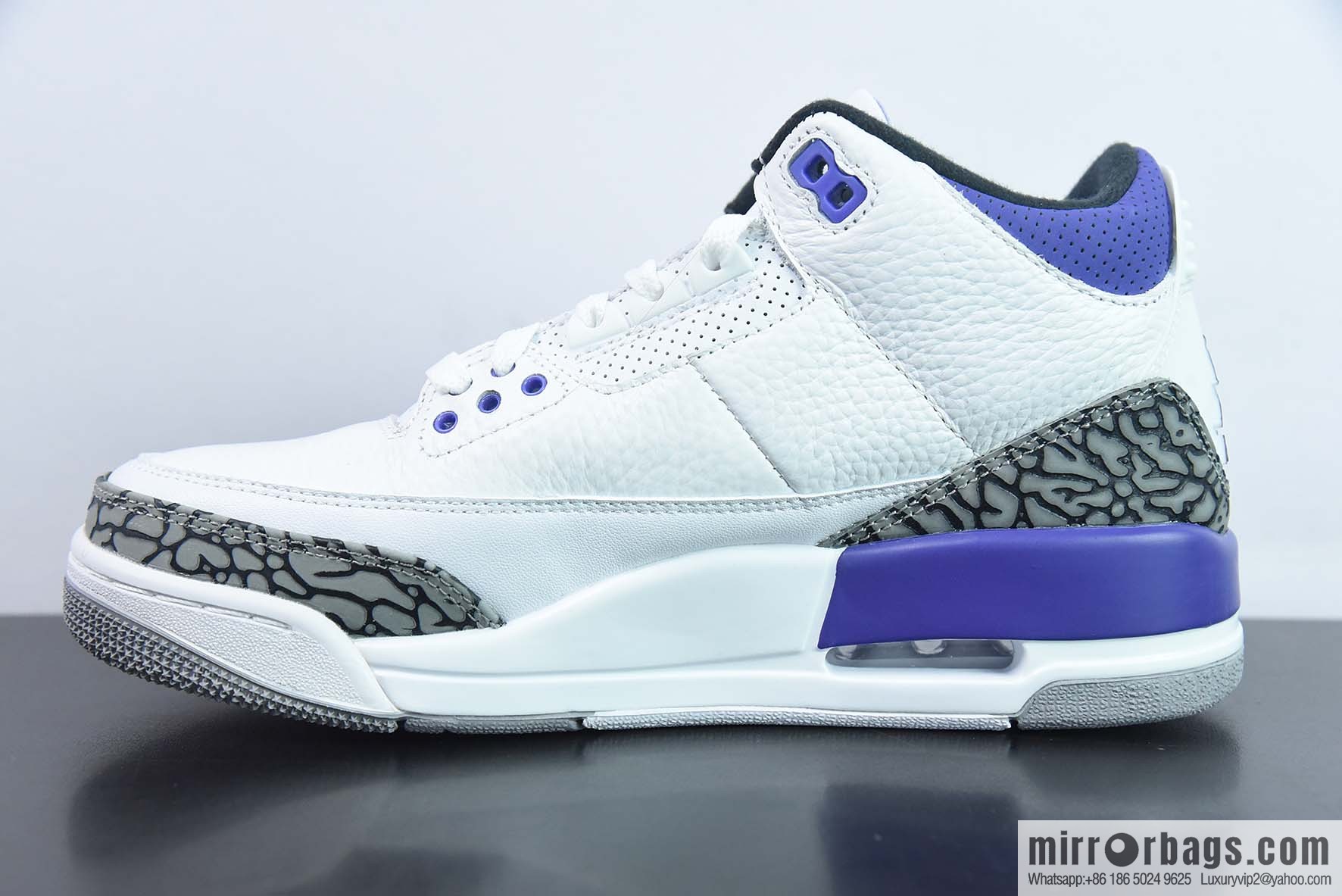 Air Jordan AJ3 Retro White Purple Sneakers Part Number: CT8532-105
