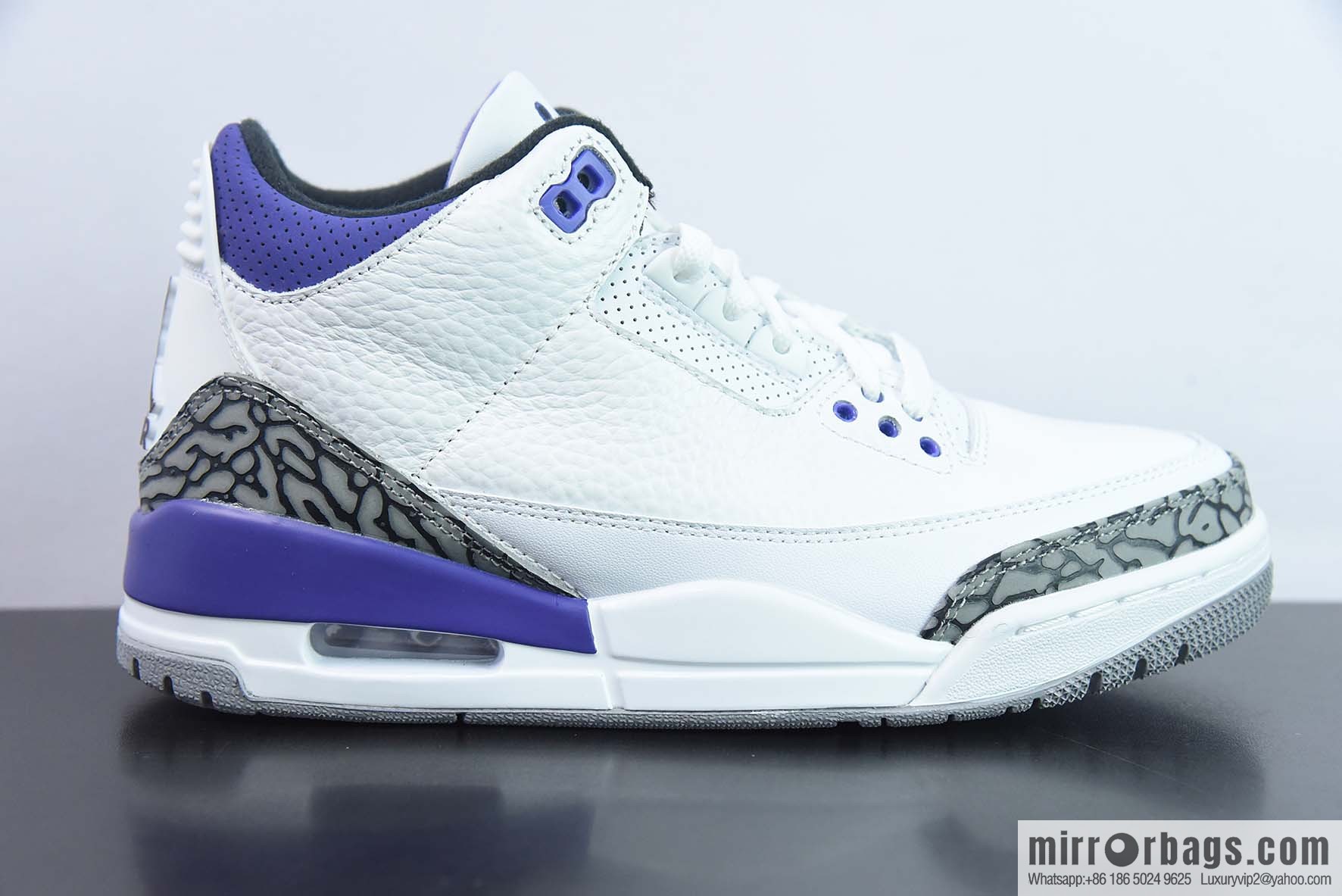 Air Jordan AJ3 Retro White Purple Sneakers Part Number: CT8532-105