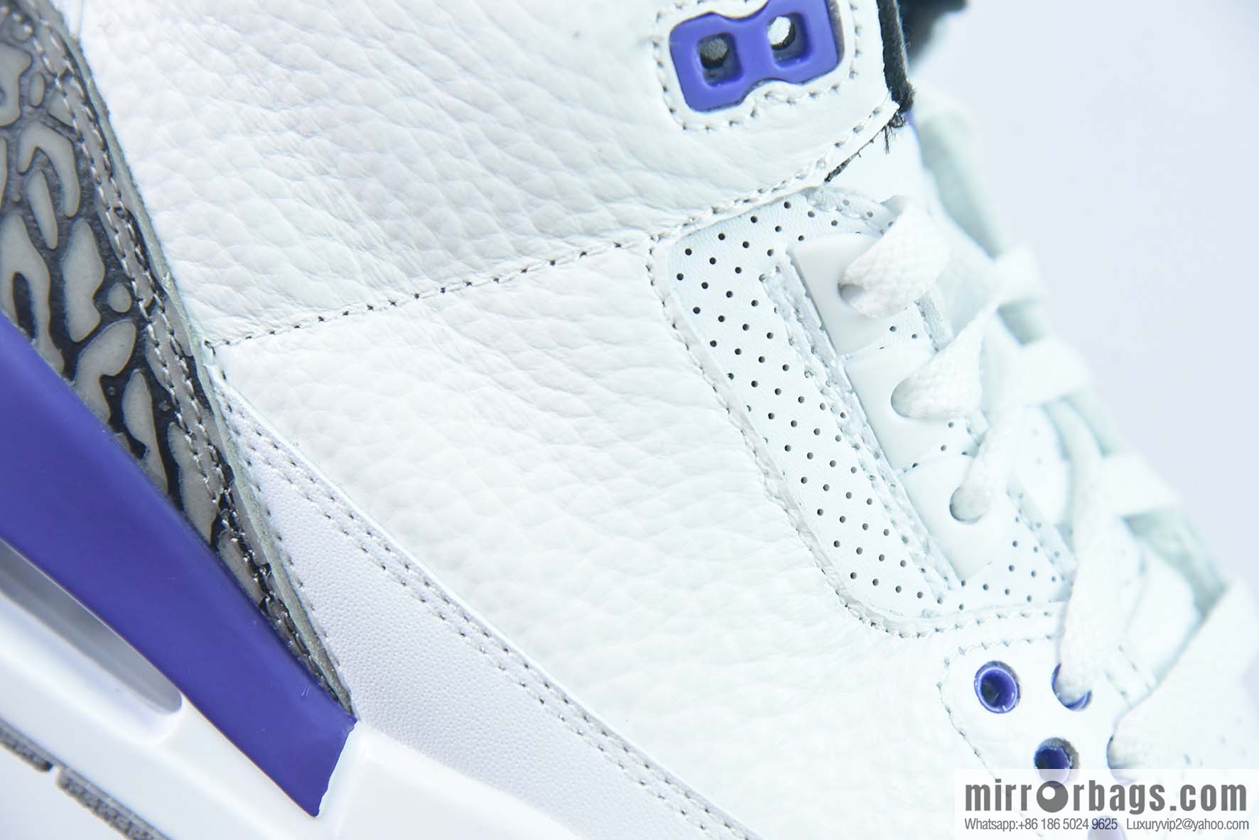 Air Jordan AJ3 Retro White Purple Sneakers Part Number: CT8532-105