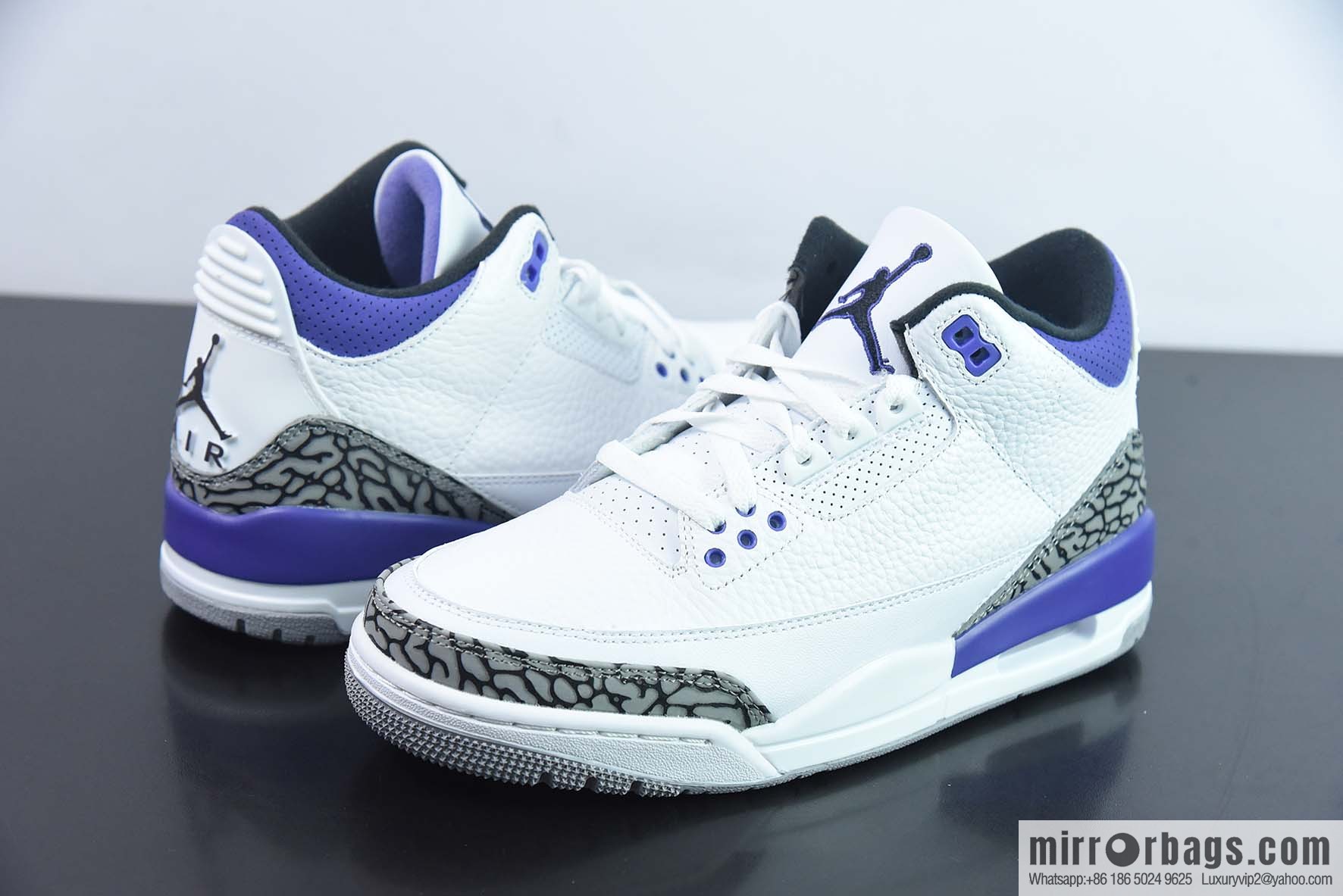 Air Jordan AJ3 Retro White Purple Sneakers Part Number: CT8532-105
