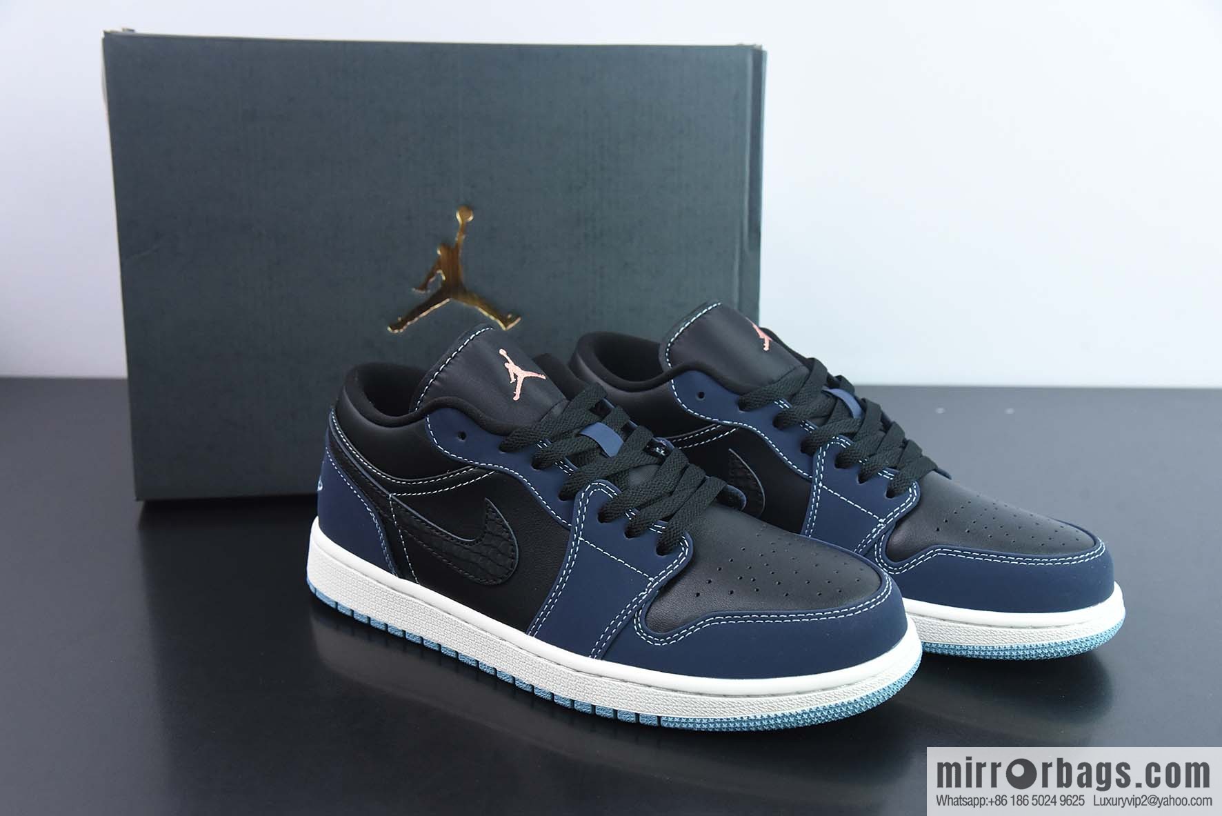 Air Jordan 1 Low AJ1 Joe 1 black, blue and white, low-top cultural leisure board shoes, item number FJ5478-010