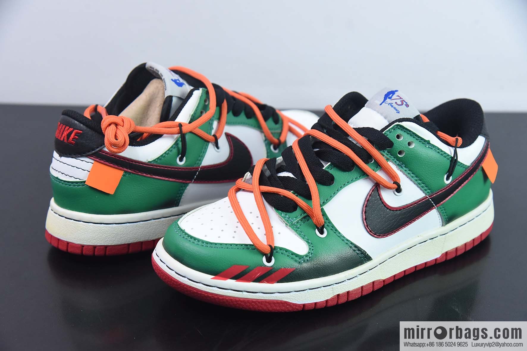 NK SB Dunk Low deconstruction drawstring low help 75th anniversary white-green graffiti printed item number: DD6288-100-54