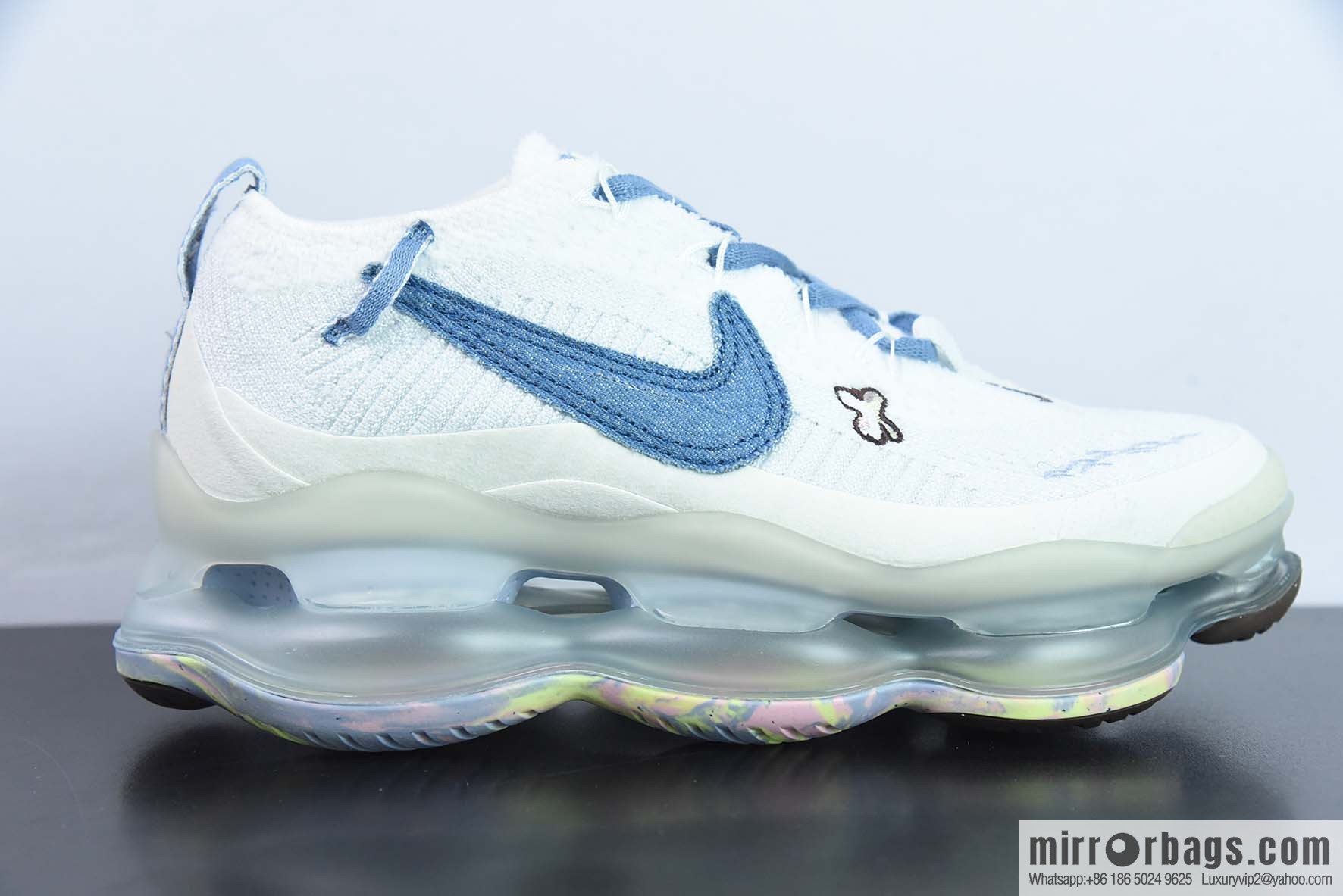 Nike Vapor Max white and blue, steam air cushion jogging shoes, item number: FJ7736-141