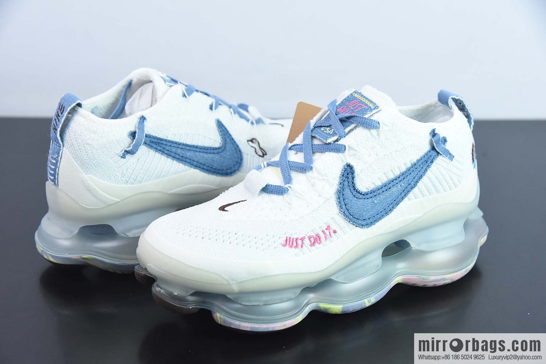 Nike Vapor Max white and blue, steam air cushion jogging shoes, item number: FJ7736-141