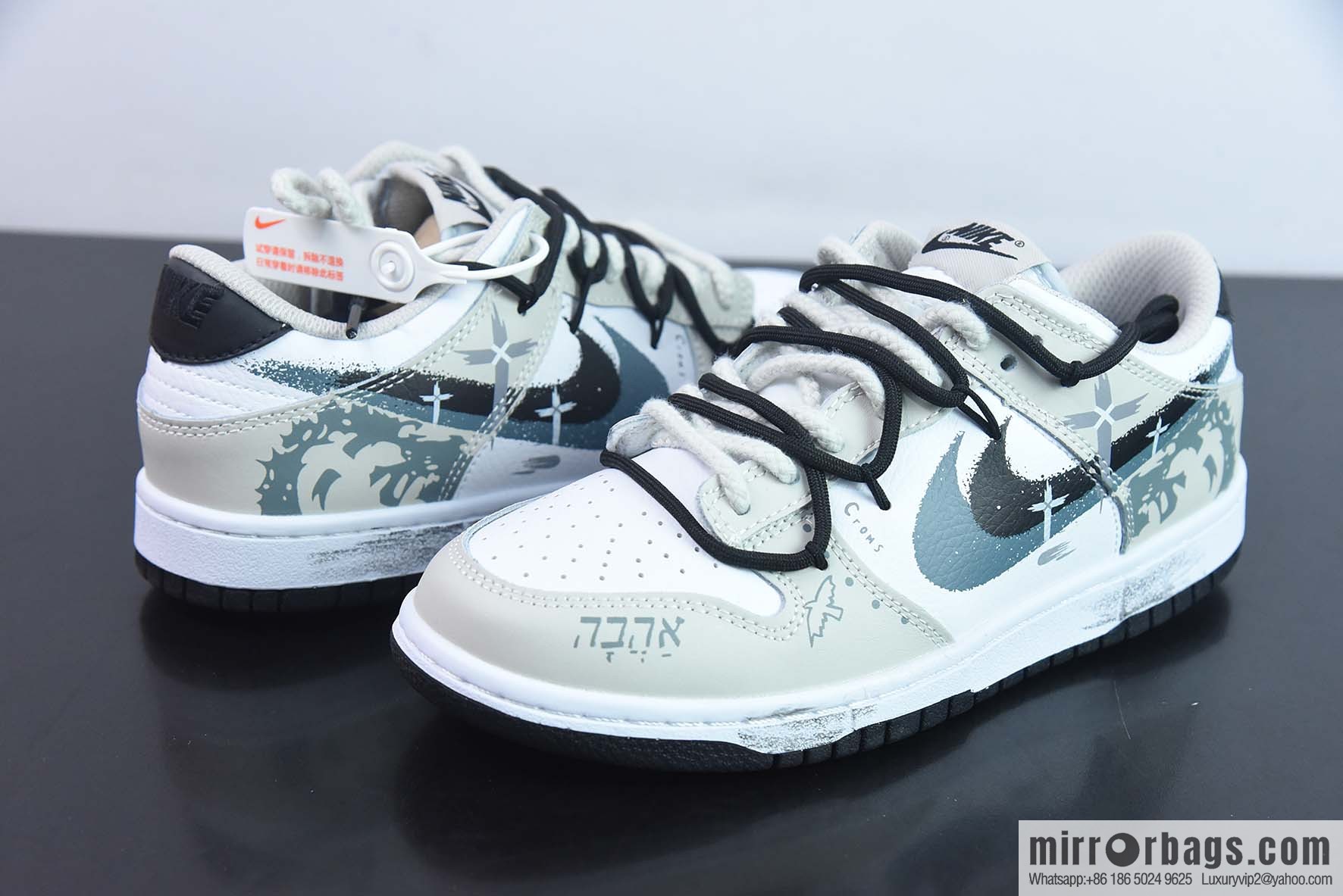 Nike Dunk Low brush graffiti, cross, black and white gray, low top sneakers item number: FD0661 100-74