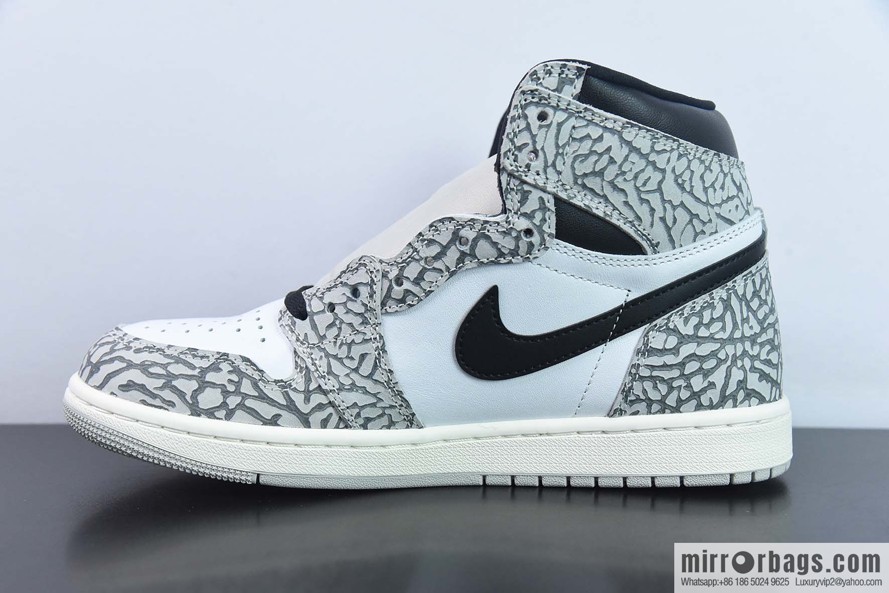 Air Jordan1 AJ1 Jordan 1st generation high-top basketball shoes/black and white gray, burst pattern, elephant pattern, item number: DZ5485-052