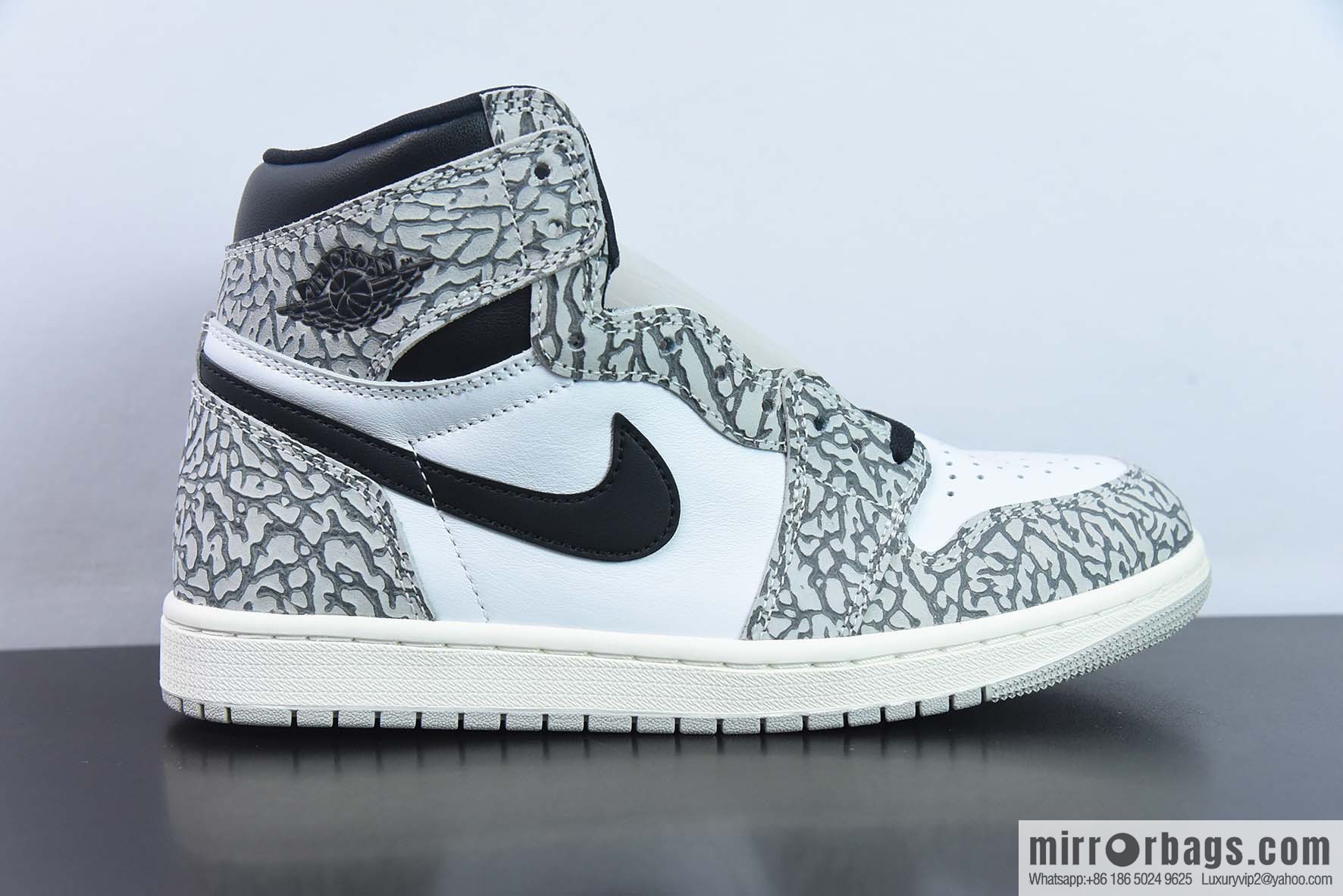 Air Jordan1 AJ1 Jordan 1st generation high-top basketball shoes/black and white gray, burst pattern, elephant pattern, item number: DZ5485-052